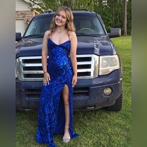 Blue sparkly prom dress